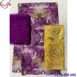 Lisami RTS Swiss Voile cotton mềm 2yard + 2yard lưới thêu + 5yard in somali Sudan dirac gabasaar toub vải cotton - Product Image 6