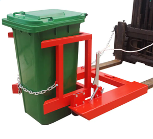 מתקן הטיה לפח אשפה נייד מפלסטיק בנפח 240 ליטר למלגזה, ציוד בנייה עם מנוע דיזל - Product Image 2