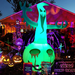 Decoración de Halloween para Exteriores, Calabaza Inflable de Halloween, Juguete Inflable de Calabaza Fantasma con Luz LED - Product Image 4