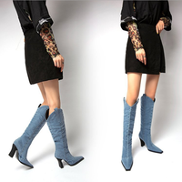Bottes de cowboy pour femme, chaussures Sexy de styliste, longues, à hauteur des genoux, pour l'hiver