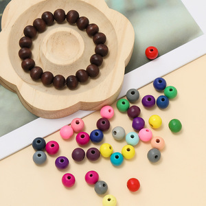 Cuentas redondas de madera de color sólido de 10 mm, cuentas sueltas para hacer joyería DIY, pulseras y collares hechos a mano. - Product Image 3