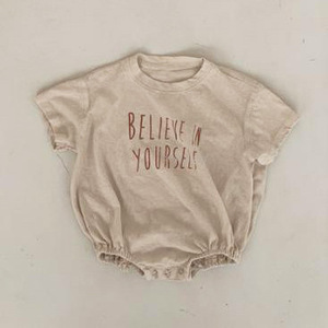 Monos de Algodón Suave con Estampado de Letras a la Moda, de Manga Corta, Casuales y Lisos para Niños Pequeños - Product Image 5