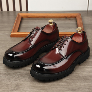 Latest Model Custom Made Casual Business Durable Lightweight Thick Soled High Heel Genuine Leather Glossy Trend Men's Autumn - Product Image 4