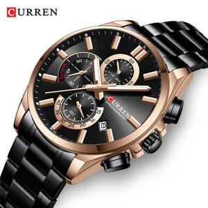 Montre chronographe décontractée pour homme, bracelet en acier inoxydable, montre-bracelet de style business, horloge à quartz avec aiguilles luminescentes 8457 - Product Image 5