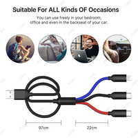 Cable de Carga Rápida USB 3 en 1 de 2.4A, 45cm/120cm, Tipo C, Micro USB, Cable Multi-Cargador Trenzado para iPhone 17, Huawei, Samsung