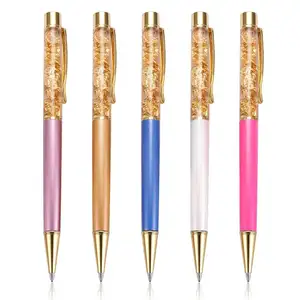 24K Emas Serpihan Ballpoint, Foil Emas Logam Pena Mengambang Emas Serpihan Logam Crystal Ball Pen