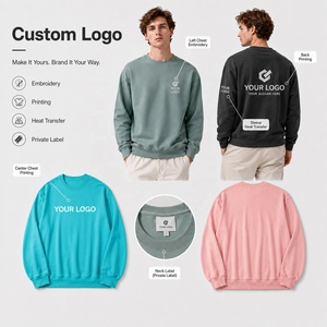 Sudadera Personalizada con Logotipo para Hombre, Cuello Redondo, Tela Técnica Suave Premium, Sudadera Lisa para Impresión, Marca de Ropa OEM - Product Image 2