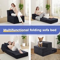 Canapé-lit convertible avec oreiller, matelas pliable en mousse haute densité de 8 pouces d'épaisseur, chaise-lit simple