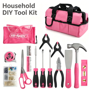 Pink Ladies' Toolbag130 Piece Home Tool Kit With Bag For Household Repair And Maintenance - Product Image 3