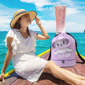 Bolsa de natación con separación de ropa húmeda y seca, bolsa de dibujos animados de doble capa, mochila de hombro portátil para niños, bolsa de almacenamiento para Fitness, bolsa de lavado - Product Image 4