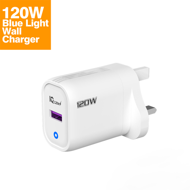 Yellow QC 5.0 120W Fast Charging Adapter for Xiaomi Civi Redmi oppo Mi POCO C40 Huawei Samsung S24 S23 Ultra Oneplus USB Charger