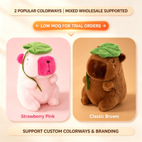 Peluche Capybara douce de 20 cm avec chapeau feuille de lotus, prix de machine d'arcade pour centre commercial, stock direct usine, à acheter