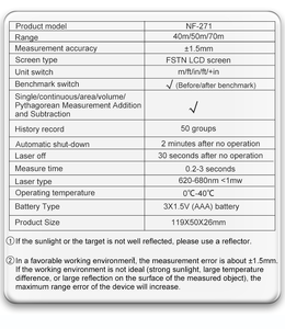 Telémetro de Mano NOYAFA NF-271, Medidor de Distancia Láser de Alta Precisión, Admite 99 Registros de Datos, Múltiples Herramientas de Medición - Product Image 4