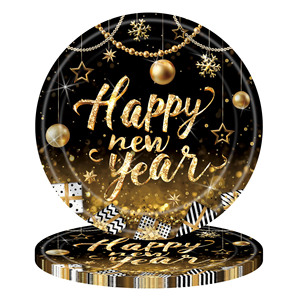 Décorations de fête du Nouvel An pour 24 invités, noir et or, <span class=keywords><strong>Hello</strong></span> 2027, ensemble de vaisselle jetable, serviettes, fournitures pour fête d'anniversaire - Product Image 2