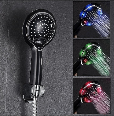 Boutique en ligne alibaba haute pression RVB Led Douche lumière Changement De Couleur numérique salle de bains douche robinets