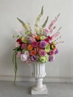 Boule de fleurs artificielle en soie, haute simulation, couleurs vives fuchsia et orange, pour centre de table et chemin de table de mariage, en vente