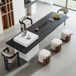 Conjunto de Mesa y Sillas de Madera Sólida de Estilo Moderno y Minimalista para Sala de Estar, Oficina o Preparación de Té - Product Image 1