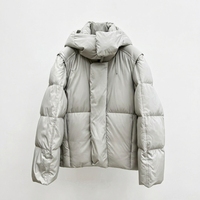 Veste matelassée épaisse à capuche et fermeture éclair en toile respirante avec logo personnalisé pour homme