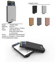 Mince éjectable pour portefeuille en aluminium Pop Étui pour cartes de crédit bloquant la RFID avec pince à billets pour cartes bancaires et autres produits financiers