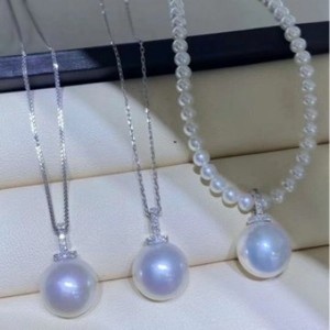 Cadena de Perlas Naturales de Diseño Versátil, 4-5 mm, Círculo Casi Perfecto con Ligeras Imperfecciones, Collar Largo y Resistente, Regalo Ideal para Parejas - Product Image 4