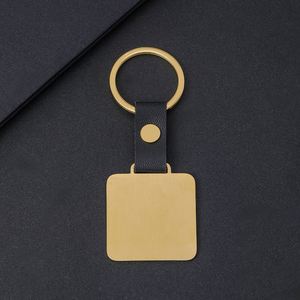Factory Customized Stainless Steel PU Keychain Laser Engraving Blank UV Printing <b>square</b> Company logo - Product Image 3