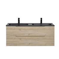 Meuble-lavabo suspendu moderne à double vasque de 48 pouces, comptoir noir mat, stock en entrepôt américain, prêt pour les projets commerciaux