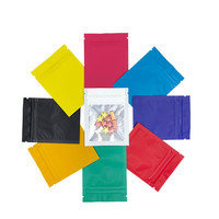 1g Mat Noir Blanc Rose Bleu Coloré Feuille d'Aluminium Mylar Zipper Zip Lock Doypack Sac avec Fenêtre pour Nourriture