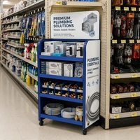 Présentoir portable pour robinets, douches, raccords de tuyauterie et nettoyeurs de canalisations pour la section plomberie