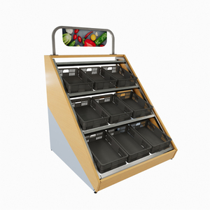 Étagère de présentation de légumes double face en bois et métal, durable et pratique, taille personnalisée - Product Image 1