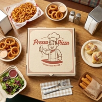 Boîte à pizza carrée rigide personnalisée, jetable, en carton ondulé, portable, écologique, avec pelliculage mat, résistante à l'huile, adaptée aux aliments