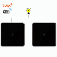 Lot de 2 interrupteurs tactiles 1 Gang 2 voies, double interrupteur tactile EU/UK 86*86mm, panneau en verre trempé pour escaliers et chambre à coucher