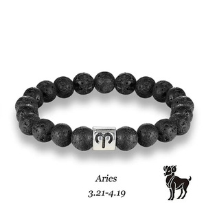 Bracelet de perles en pierre volcanique Aquarius, bijoux du zodiaque unisexe, cadeau 1.20-2.18 - Product Image 2