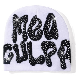 <span class=keywords><strong>Bonnet</strong></span> Y2K avec strass pour femmes et hommes, bonnets MEA Culpa, bonnets hip-hop doux, extensibles, chauds, en tricot, style slouchy - Product Image 5