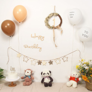 Autocollants muraux en bois pour anniversaire de 100 jours, style japonais, décorations de ballons alphabet pour enfants, toile de fond photo murale - Product Image 4