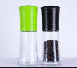 Manual adjustable ceramic core Plastic Spice grinder cap himalayan sea salt grinder pepper mill with 70ml glass jar