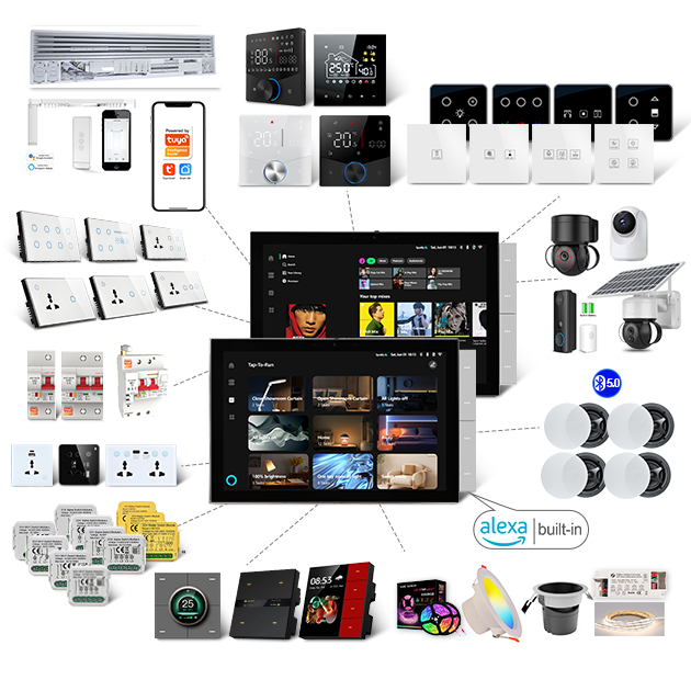 2025 New Arrival Tuya 10 Inch Smart Home Touch Screen Wireless Central Control Panel Zigbee Gateway with Built in Alexa Voice