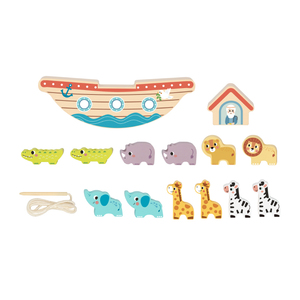 Jouets en bois <span class=keywords><strong>2</strong></span> en 1 Arche de Noé Animaux Blocs de construction d'équilibre Jeu de lacer et d'empiler pour enfants - Product Image 2