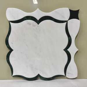Mosaico <span class=keywords><strong>de</strong></span> Piedra en Forma <span class=keywords><strong>de</strong></span> Flor, Proveedores <span class=keywords><strong>de</strong></span> Mosaico Floral <span class=keywords><strong>de</strong></span> Piedra Blanca y Verde con Borde Aleatorio para Baño, Decoración <span class=keywords><strong>de</strong></span> Mármol con Corte por Chorro <span class=keywords><strong>de</strong></span> Agua - Product Image 2
