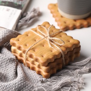 Sous-verre créatif en bois massif, motif petits biscuits, pour table à manger domestique, tapis isolant pour vaisselle, <span class=keywords><strong>dessous</strong></span> <span class=keywords><strong>de</strong></span> tasse à café en bois - Product Image 2