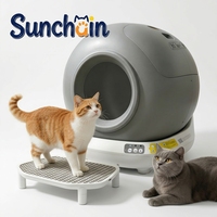 Kotak Pasir Kucing Pintar Bersertifikasi EU, Kontrol Otomatis via Aplikasi, Fitur Pembersihan Otomatis, Bahan ABSPP, Model Kotak Pasir Aplikasi