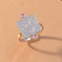 Cincin Islam Allah dari Baja Anti Karat, Panel Persegi, Batu CZ, Emas Perak, untuk Pria, Hadiah Ramadan, Grosir, Laris Manis