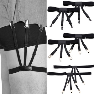 Jarretière pour <span class=keywords><strong>chemise</strong></span> réglable pour <span class=keywords><strong>homme</strong></span>, porte-jarretelles de jambe noires, porte-chemises, <span class=keywords><strong>bretelles</strong></span> cachées, pinces de verrouillage antidérapantes, 2 pièces - Product Image 3