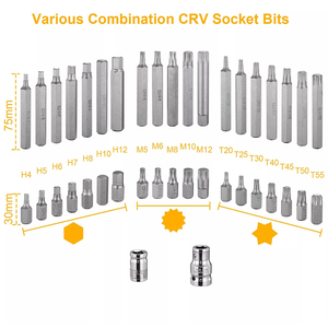 40 cái vanadi thép Hex Torx <span class=keywords><strong>spline</strong></span> 3/8 "1/2" ổ đĩa CRV ổ cắm bit Bộ công cụ - Product Image 3
