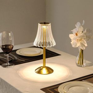 Lámpara de Mesa LED de Cristal Nórdica Moderna con Control Táctil, Lámpara de Escritorio Inalámbrica Recargable de Metal para Restaurante, Decoración del Hogar - Product Image 3