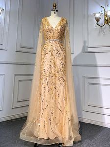 Abito <span class=keywords><strong>da</strong></span> Sera Lussuoso Dorato per Donne, Stile Moderno, Vestito <span class=keywords><strong>da</strong></span> Cerimonia Nuziale con Maniche Lunghe e Paillettes - Product Image 2