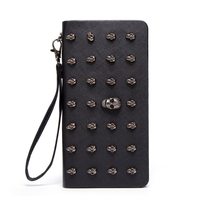 Mode nouvelle pochette squelette pochette femme longue fermeture éclair porte-monnaie grande capacité sac à monnaie