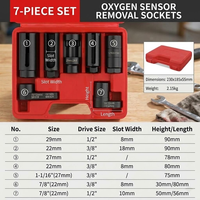 Kit de clés de démontage universelles pour capteur d'oxygène O2, 3 pièces, 7/8" (22mm), à fente déportée, avec embouts 3/8" et 1/2", Fourniture directe usine