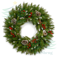 Couronne de Noël extérieure écologique tendance 2026, verdure artificielle, nouveau style, décoration de porte, décoration de maison pour les fêtes, vente en gros