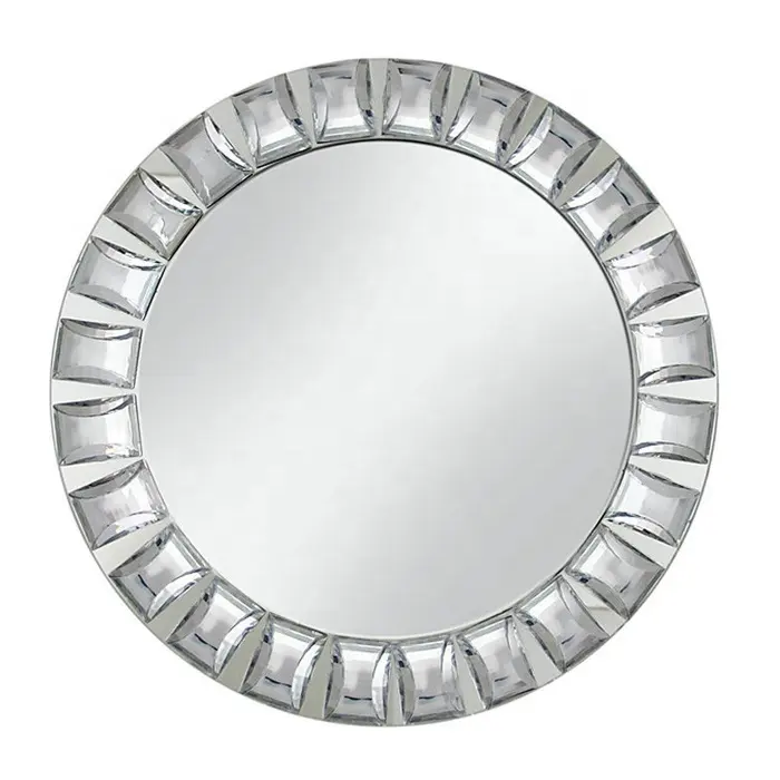 Wholesale Wedding Events Decoration Jeweled Diamond Mirror Glass Charger Plate