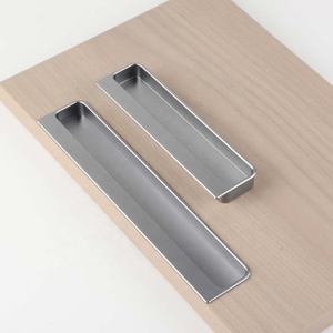 Black <strong>Gold</strong> Grey 140mm 200mm Modern Kitchen Wardrobe Cabinet Office Hotel Drawer Embedded Hidden Handles - Product Image 4
